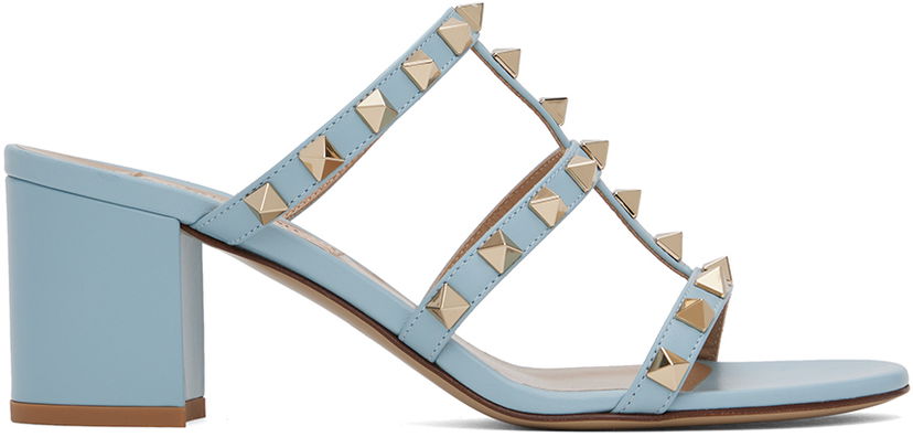 Modni dodatki Valentino Valentino Garavani Rockstud Calfskin Heeled Sandals Modra | 5W2S0C47VOD