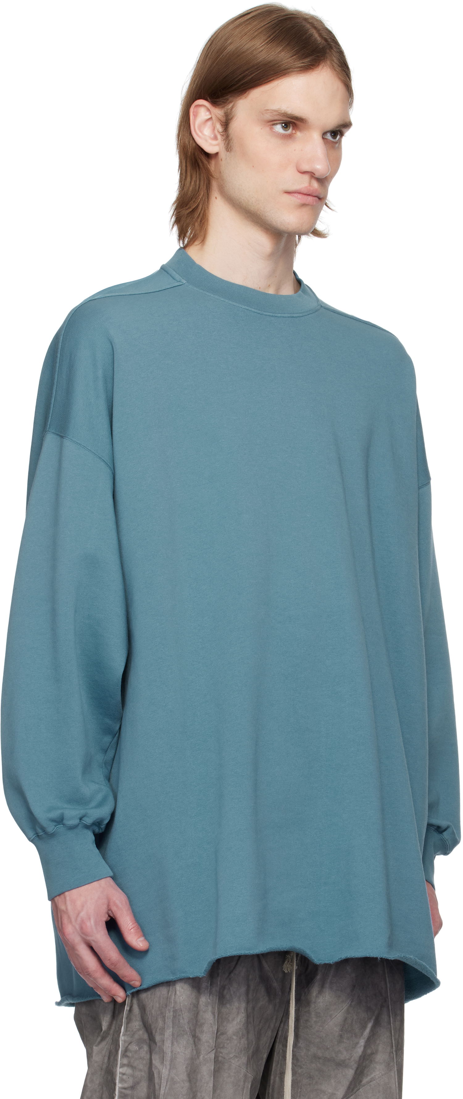 Pleteni pulover Rick Owens Rick Owens DRKSHDW Hollywood Tommy Long Sleeve Sweatshirt Modra | DU01E3292 FP, 1