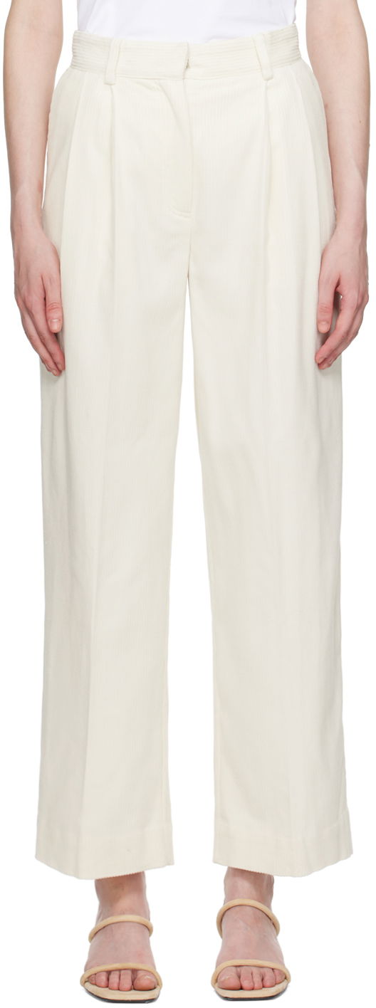 Hlače TOTEME TOTEME Pleated Wide-Leg Trousers Bela | 243-WRB0202-FB0191