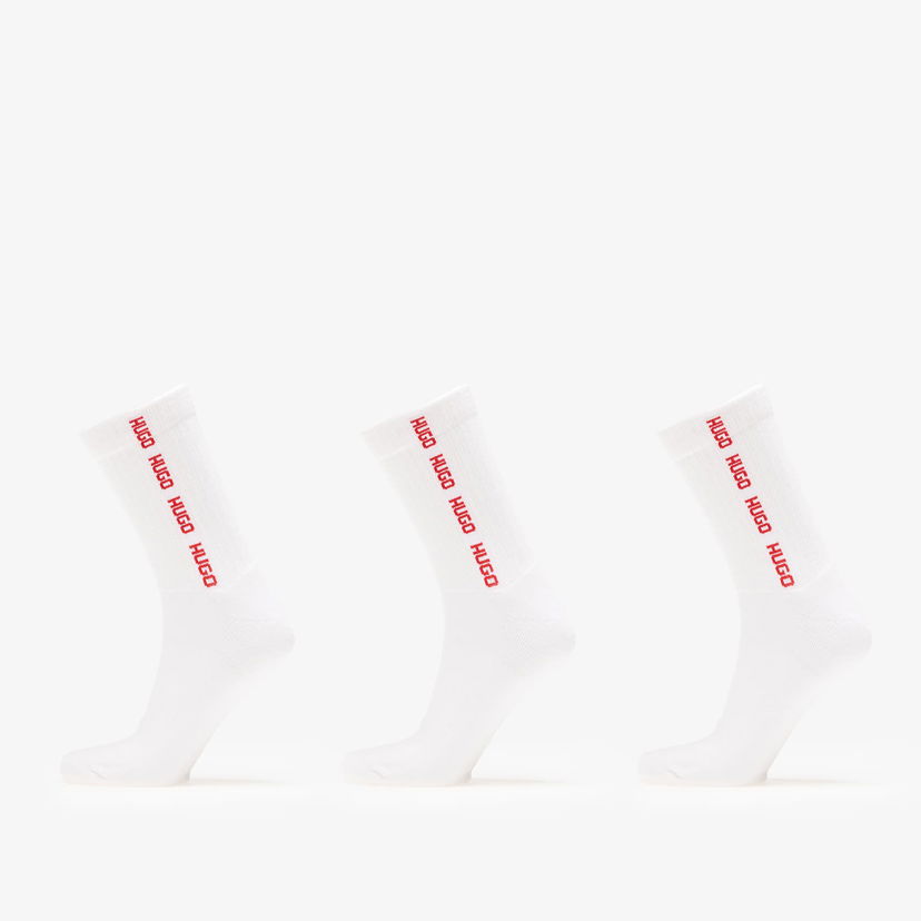 Nogavice BOSS Hugo Boss 3-Pack Rib Tape Socks Bela | 50543076-101