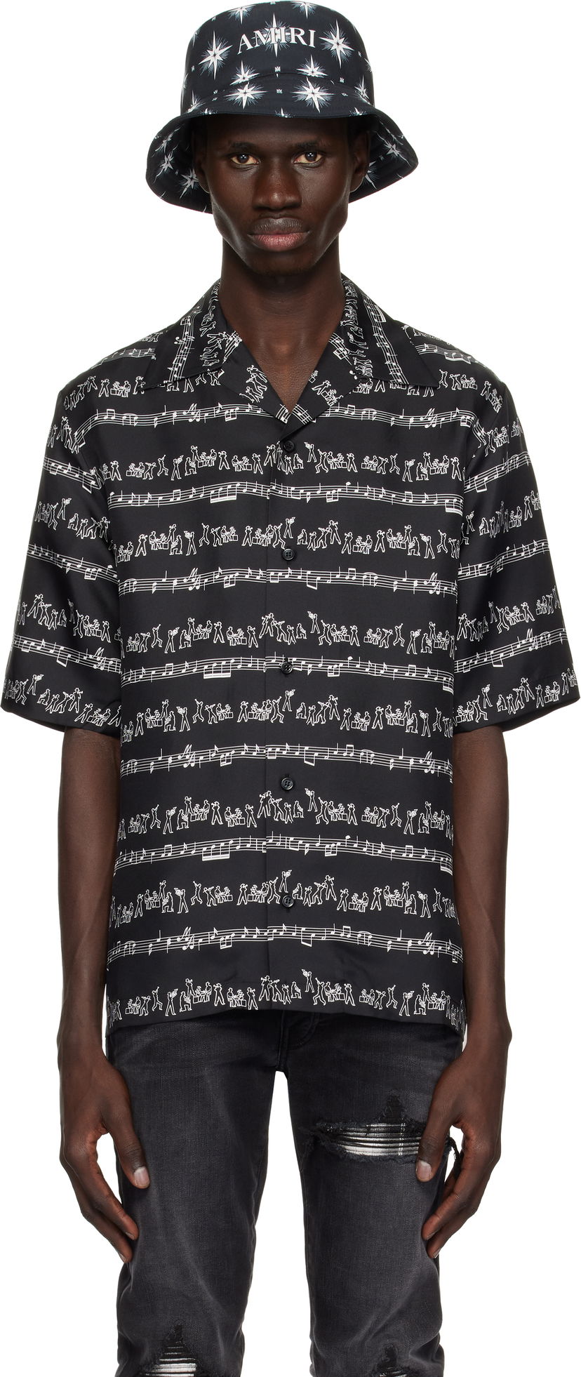 Srajce AMIRI AMIRI Jazz Band Print Shirt Črna | AMSTCA1106