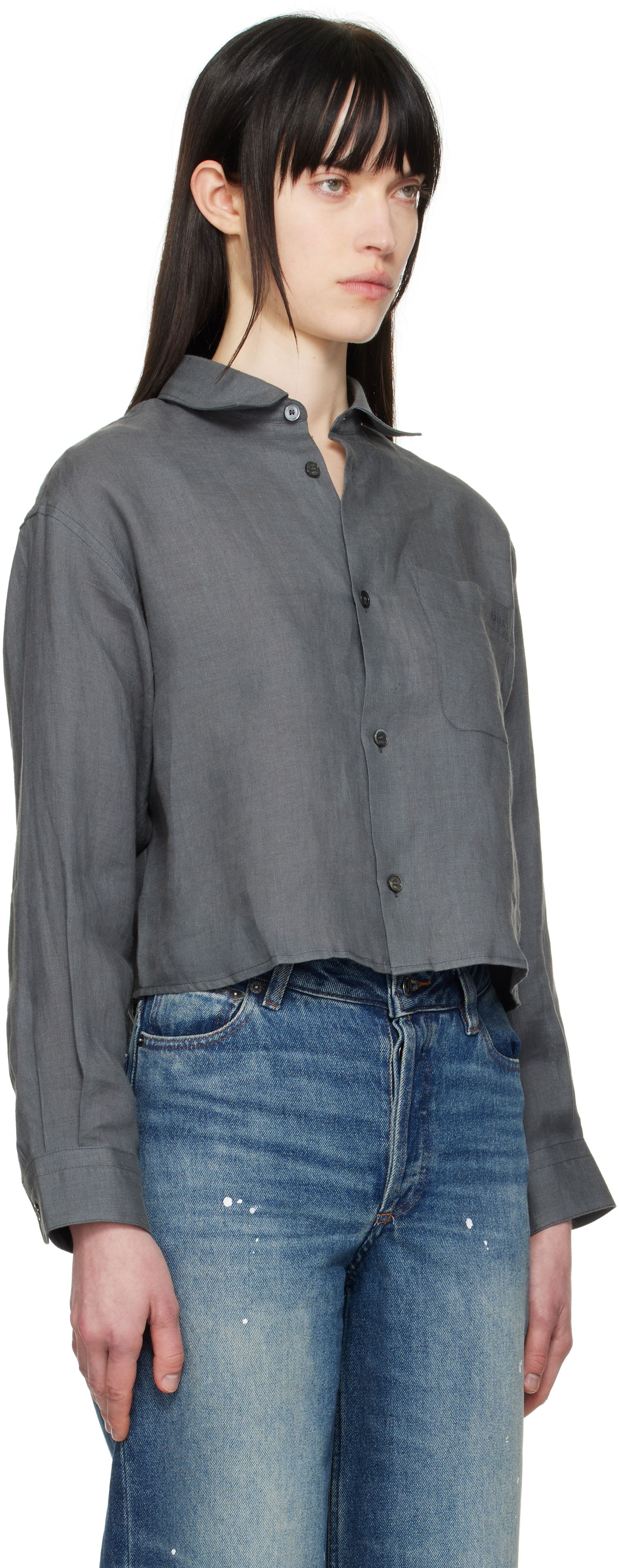 Srajce A.P.C. A.P.C. Sophie Cropped Linen Shirt Siva | LIAEK-F12627, 1