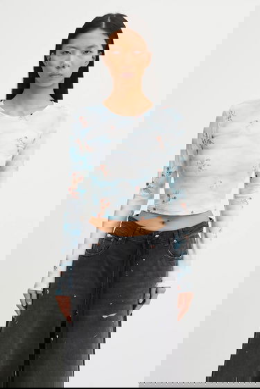 Krop-top Fiorucci Beatitudo Print Long Sleeve Crop Večbarvna | W25FWTLO003LY01BL02, 0