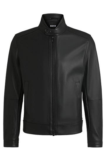 Jakna BOSS Shohei Ohtani Edition Regular-Fit Grained Nappa Leather Jacket Črna | 50532475