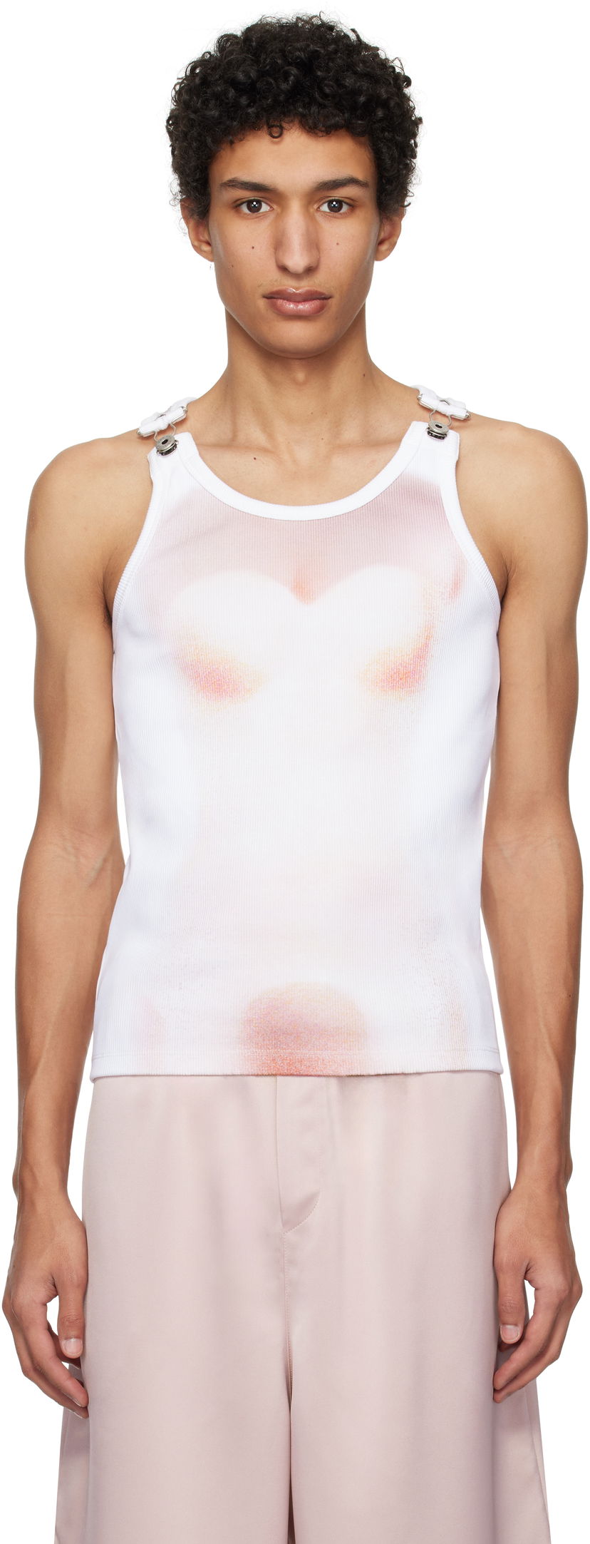 Majica brez rokavov Jean Paul Gaultier Jean Paul Gaultier 'Le Classique' Print Tank Top Bela | 25/33-F-DB050-J580-0120