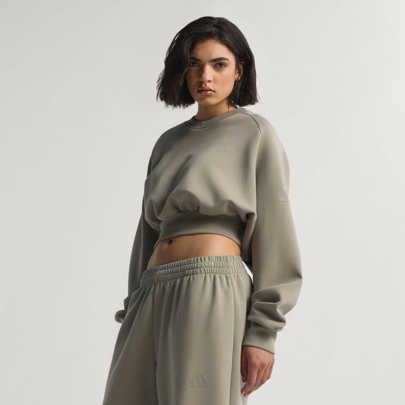 Pulover adidas Performance ALL SZN Soft Lux Cropped Sweatshirt Zelena | JW5070