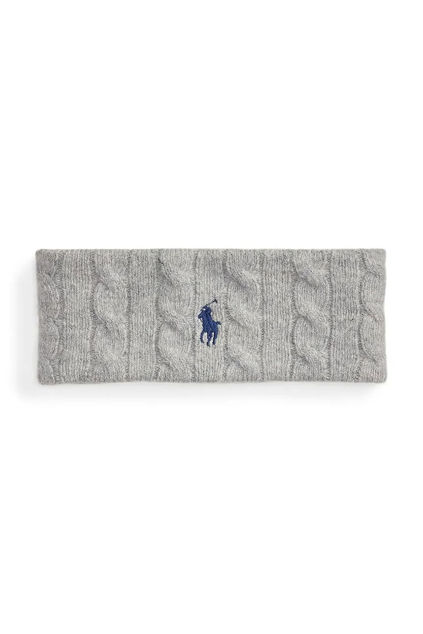 Kape in klobuki Polo by Ralph Lauren Wool Blend Cable Knit Headband Siva | 455981426002