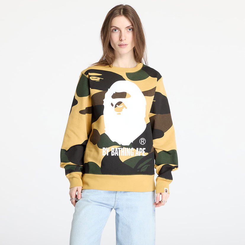 Pleteni pulover BAPE A BATHING APE Giant 1St Camo Crewneck Sweatshirt Rumena | 001SWL301011MYEL
