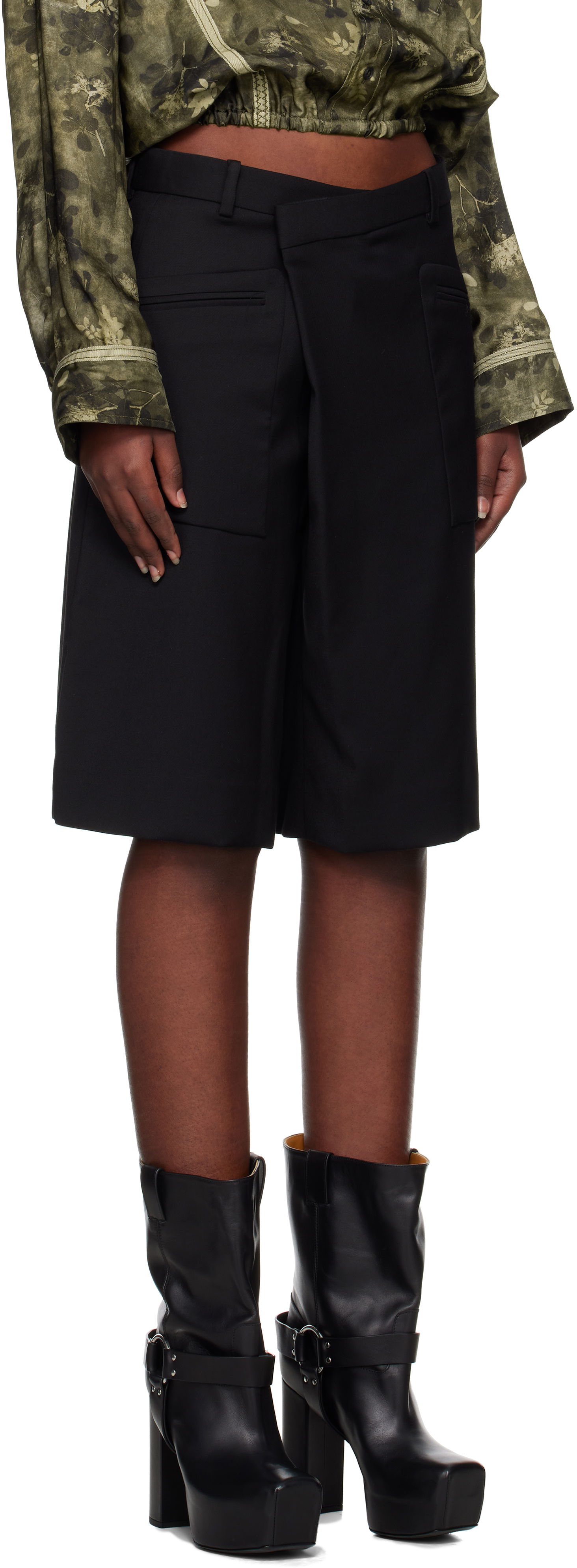 Kratke hlače R13 R13 Crossover Knee-Length Shorts Črna | R13WR369-R475A, 1