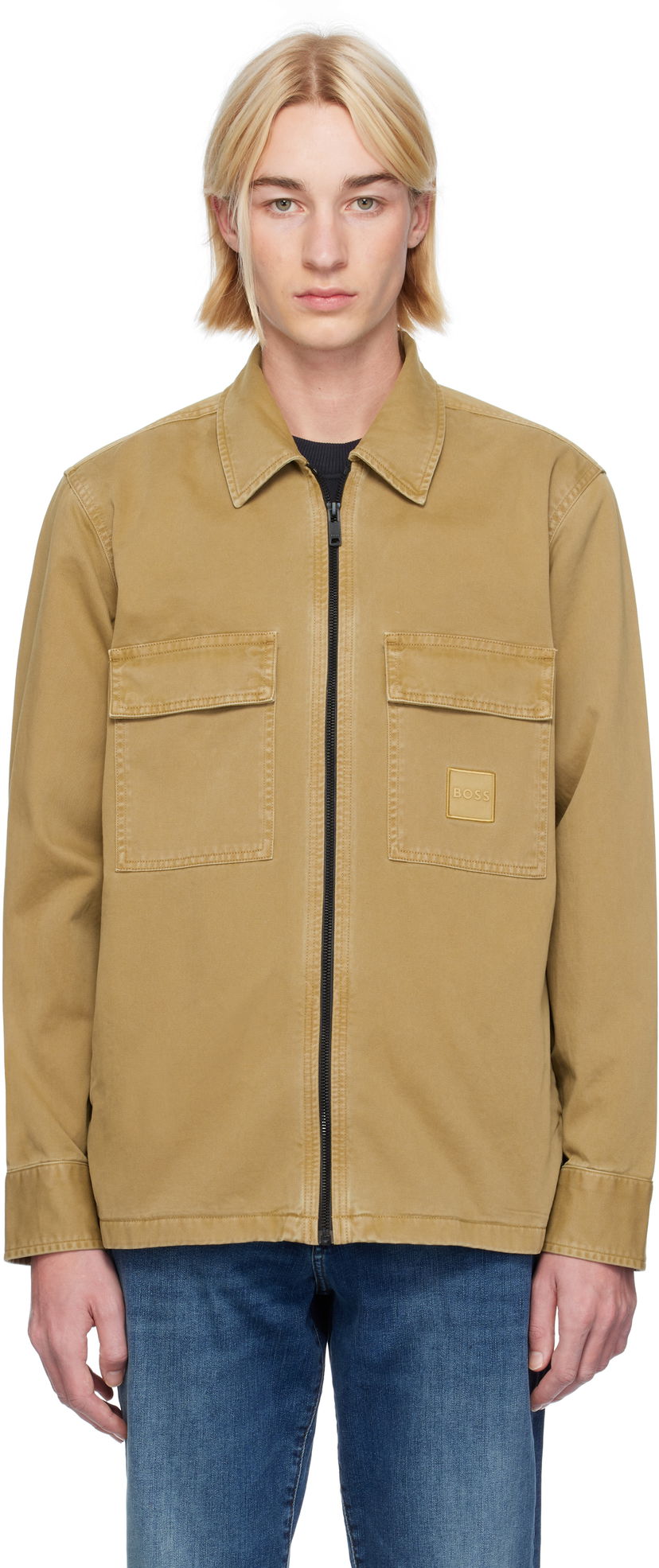 Srajce BOSS Flap Pocket Overshirt Bež | 50530853