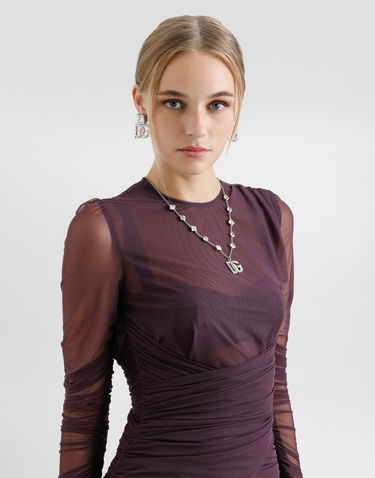 Obleke Dolce & Gabbana Short Tulle Dress With Draping Lila | F6TKTTFLRDAF0257, 3