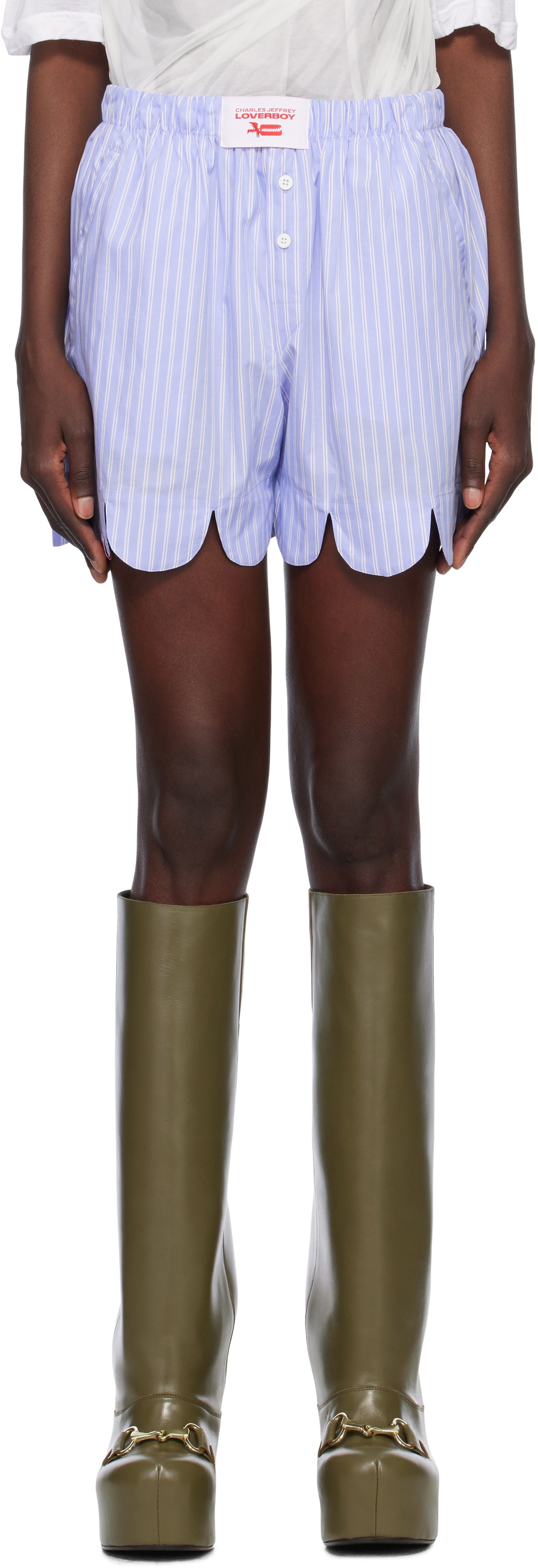 Boksarice Charles Jeffrey Loverboy Charles Jeffrey LOVERBOY Scalloped Boxer Shorts Modra | 54030402, 0