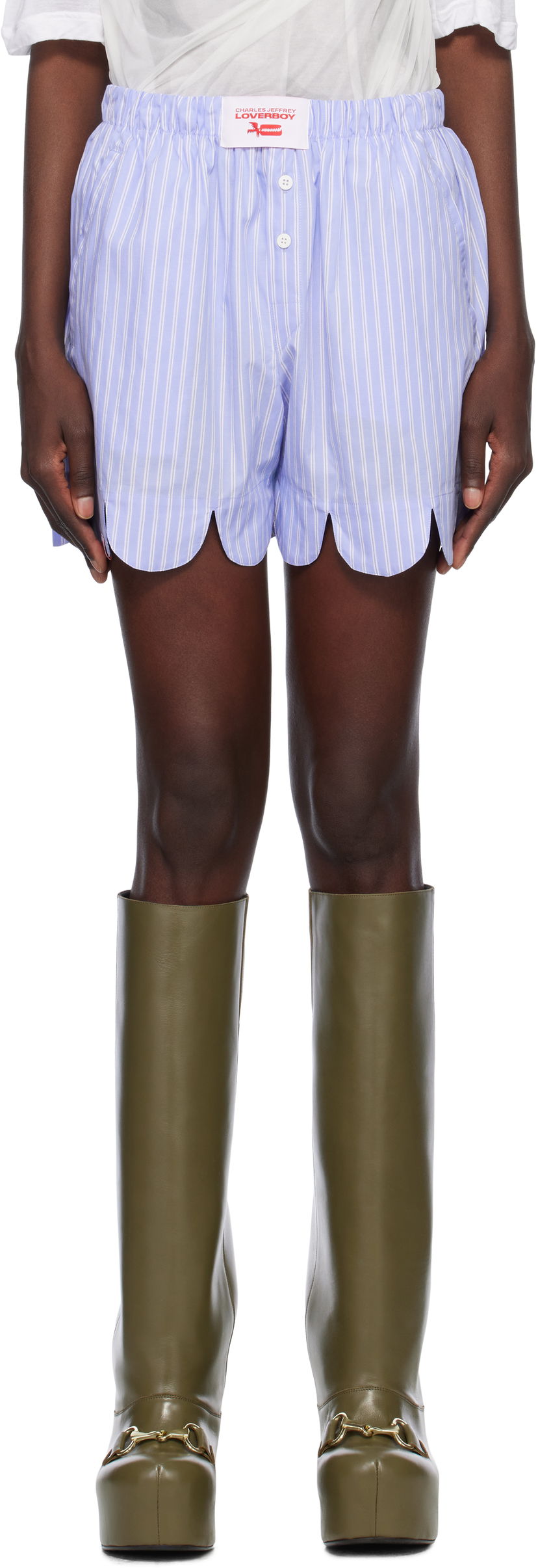 Boksarice Charles Jeffrey Loverboy Charles Jeffrey LOVERBOY Scalloped Boxer Shorts Modra | 54030402