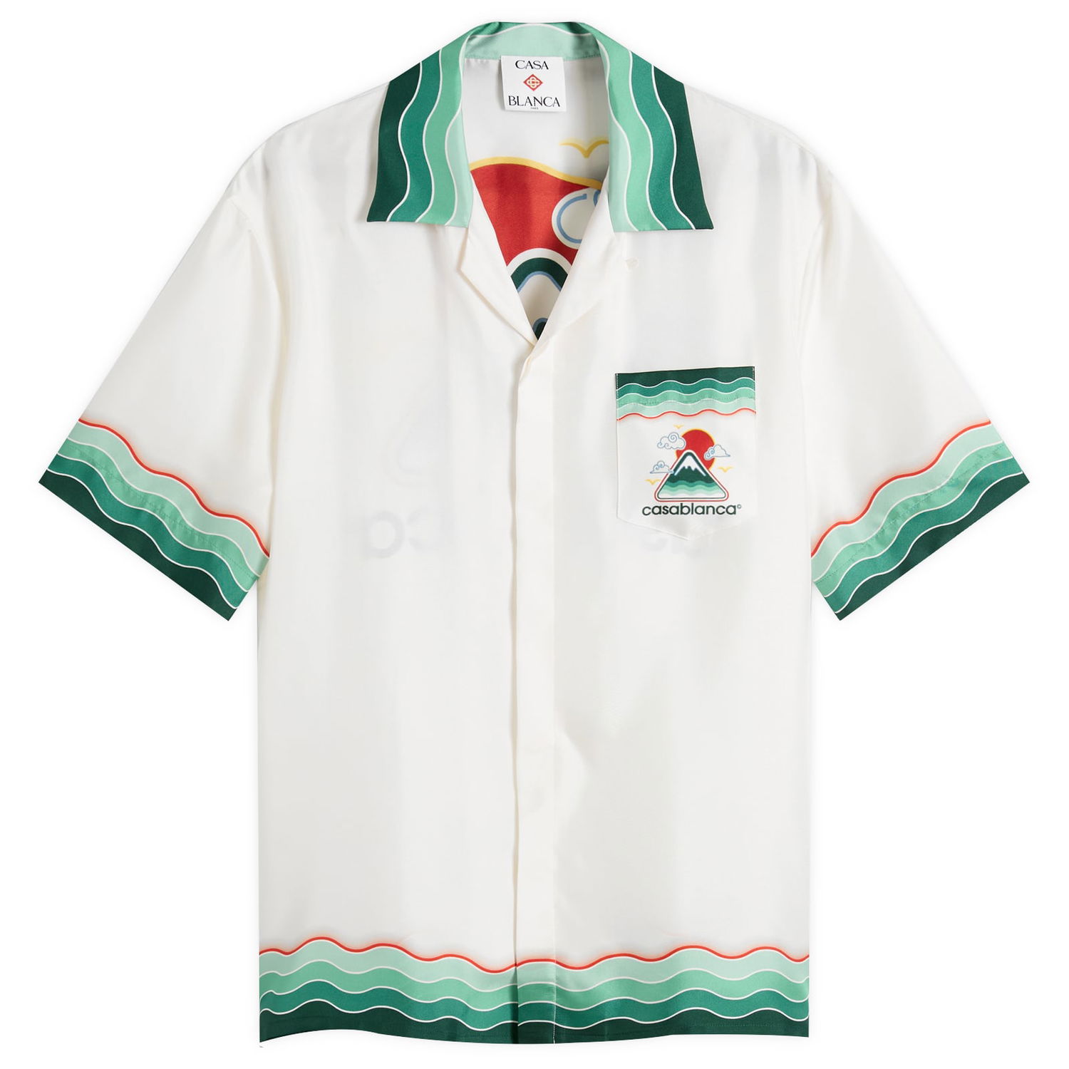 Srajce Casablanca Casablanca Montagne Cuban Collar Silk Twill Shirt, Large Bela | MPF25-SH-003-05, 1