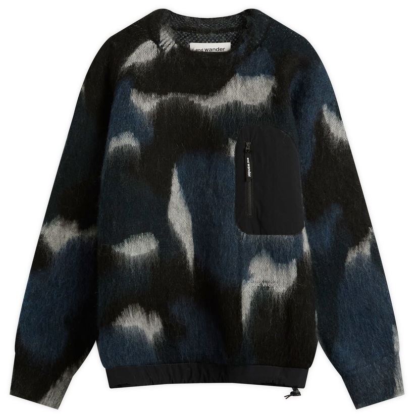 Pleteni pulover and wander Shaggy Knit Sweater with Pocket Modra | 5745284064-404