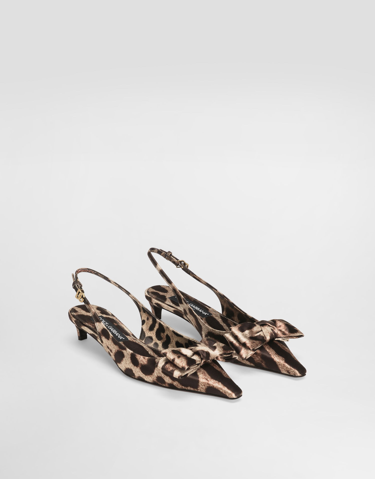 Superge in čevlji Dolce & Gabbana Leopard-Print Satin Slingbacks With Bow Rjava | CG0843A6Q83HY13M, 1