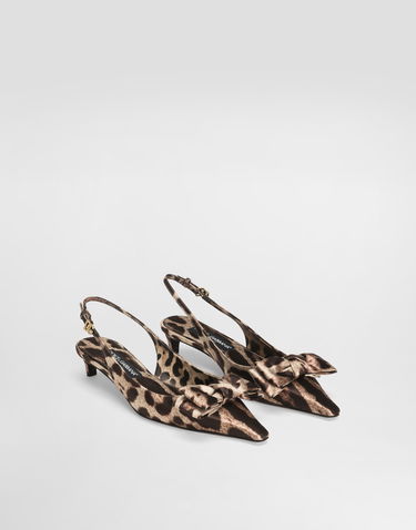 Superge in čevlji Dolce & Gabbana Leopard-Print Satin Slingbacks With Bow Rjava | CG0843A6Q83HY13M, 1