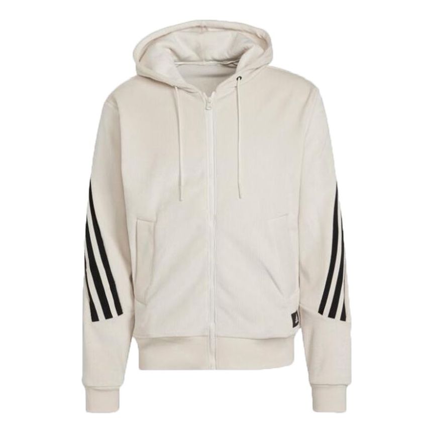 Pulover adidas Originals Adidas Back Stripe Velvet Hooded Jacket Bež | H47895, 0