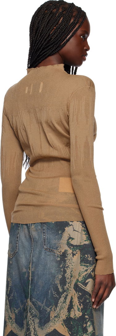 Pleteni pulover Feng Chen Wang Feng Chen Wang Transparent Ribbed Knit Sweater Rjava | FUS19KT03, 2