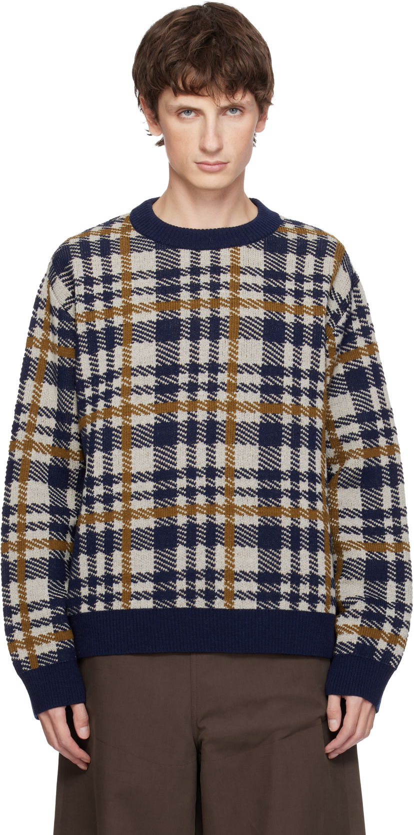 Pleteni pulover Dries Van Noten Dries Van Noten Check Crewneck Sweater Večbarvna | 252-021219-2727