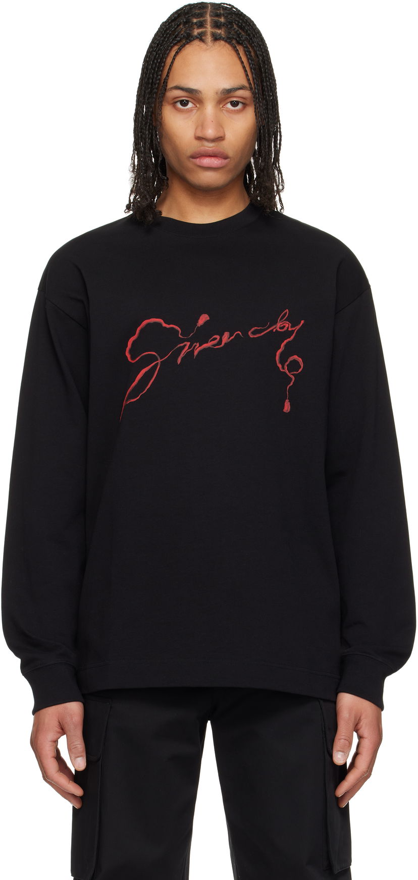 Majica Givenchy Givenchy Regular Long Sleeve T-Shirt Črna | BM71MH3YPX001