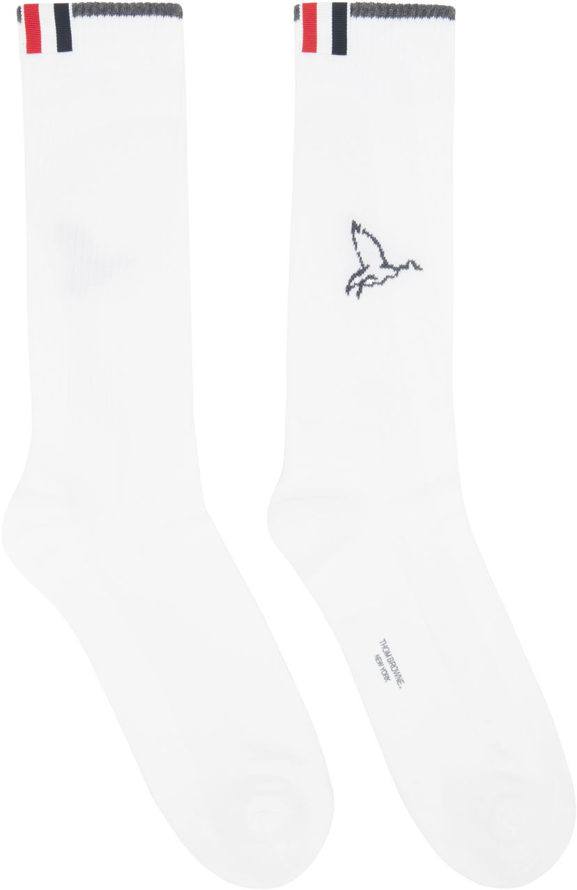 Nogavice Thom Browne Thom Browne Geese Icon Socks Bela | MAS206A-Y3022