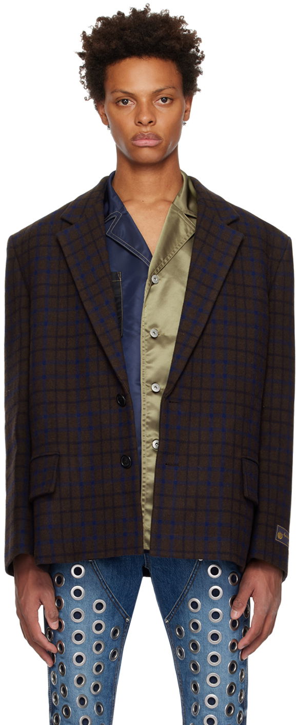 Jakna We11done Check Blazer Rjava | WD-JK3-22-102-M-BR