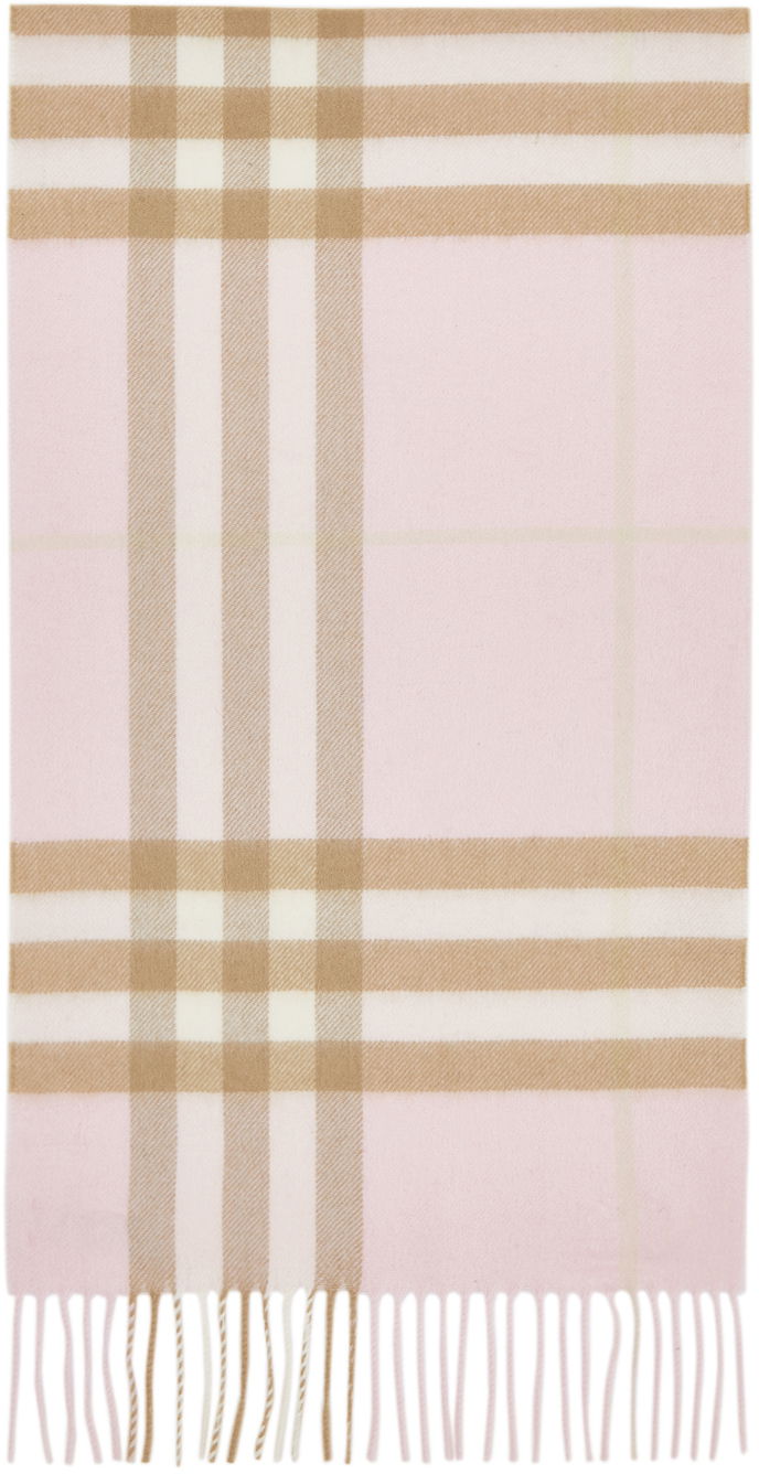 Šala Burberry Off-White Cashmere Giant Check Scarf Roza | 8016396