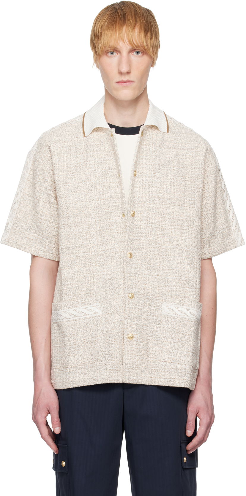Srajce Drôle de Monsieur Drôle De Monsieur 'La Chemise Tweed' Button-Up Shirt Bež | G-SH216-CO186-BG