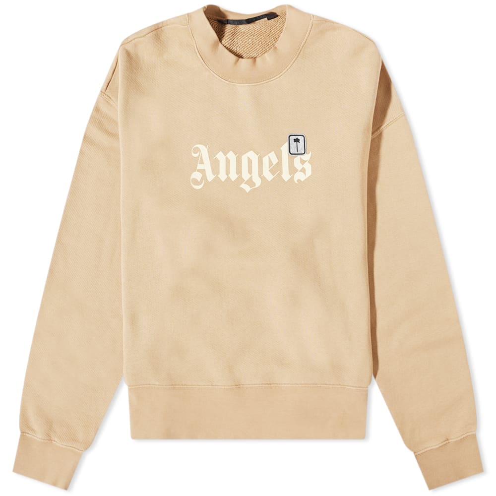 Pleteni pulover Palm Angels Angels Patch Logo Crewneck Bež | PMBA026F22FLE0046410, 0