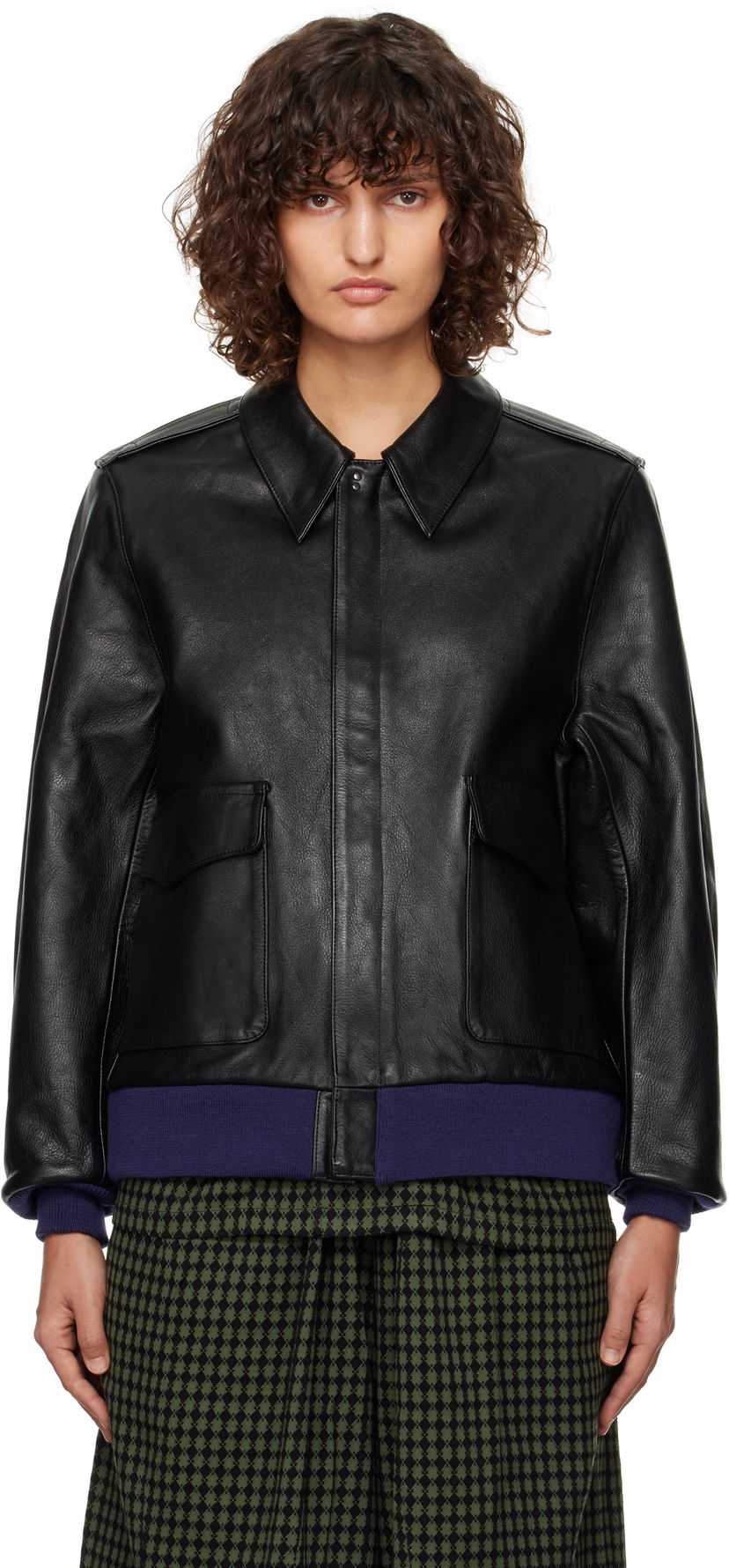 Bomber jakna Needles Leather Črna | PU082