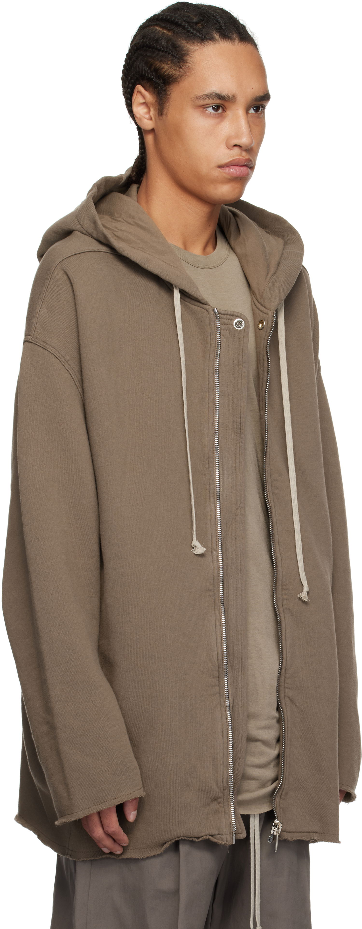 Pulover Rick Owens Rick Owens DRKSHDW Hollywood Peter Zip-Up Hoodie Rjava | DU01E3289 F, 1