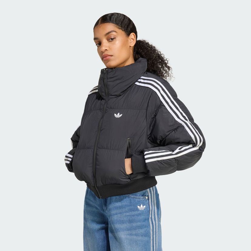 Puhovka adidas Performance Adicolor Cropped Puffer Jacket Črna | JX2970