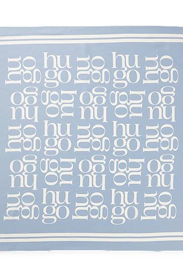 Šala BOSS Silk scarf with all-over graphic print Modra | 50535470