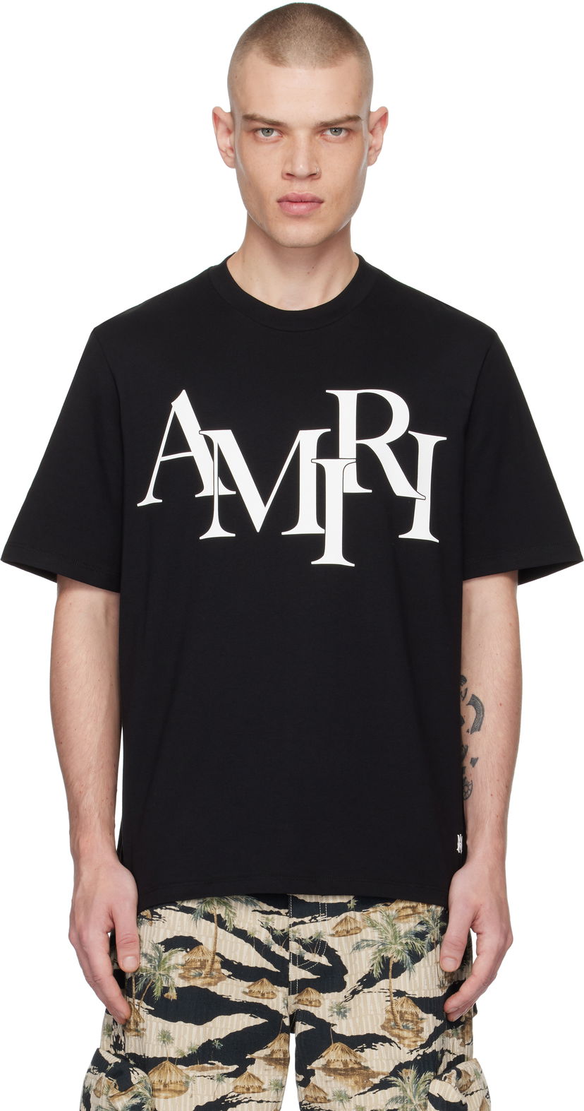 Majica AMIRI Staggered Logo T-Shirt Črna | AMJYTE1149