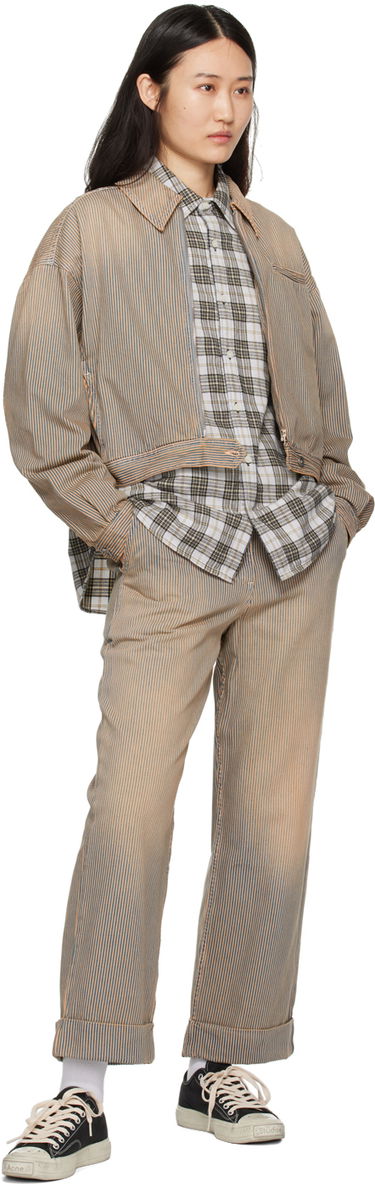 Hlače YMC Striped Sailor Trousers Bež | Q4WAC, 3