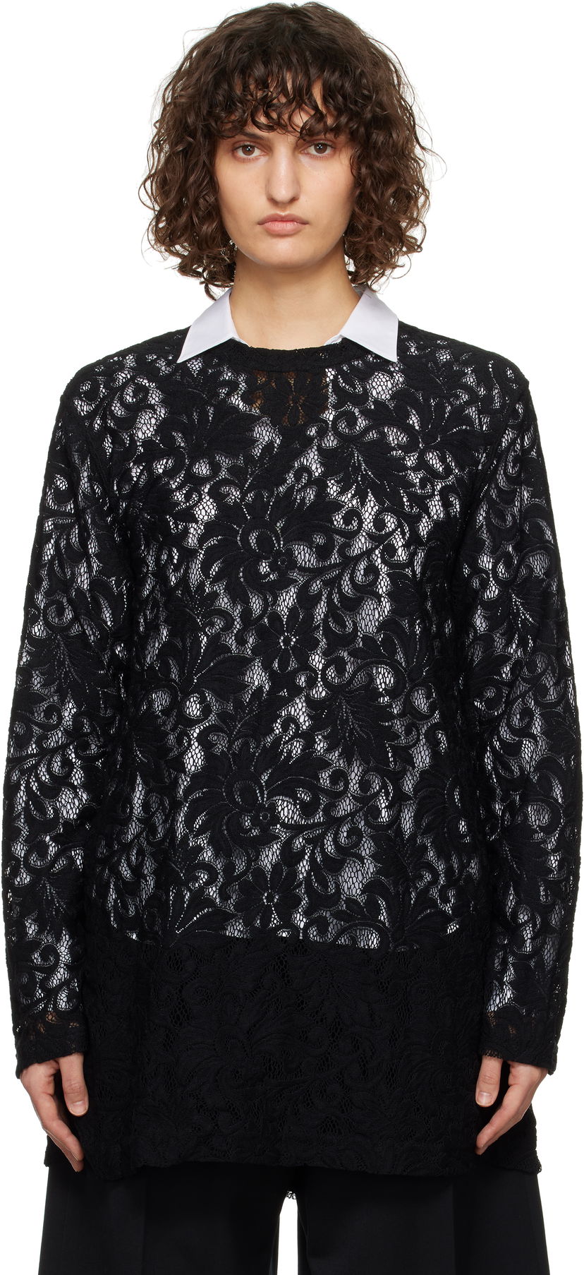 Pleteni pulover Comme des Garçons Homme Plus Raschel Lace T-Shirt Črna | PO-T034-S25