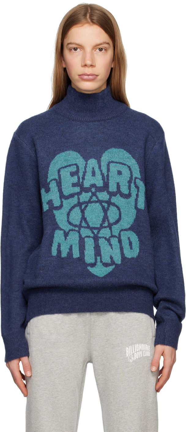 Pleteni pulover BILLIONAIRE BOYS CLUB Billionaire Boys Club Heart and Mind Turtleneck Sweater Modra | B23142