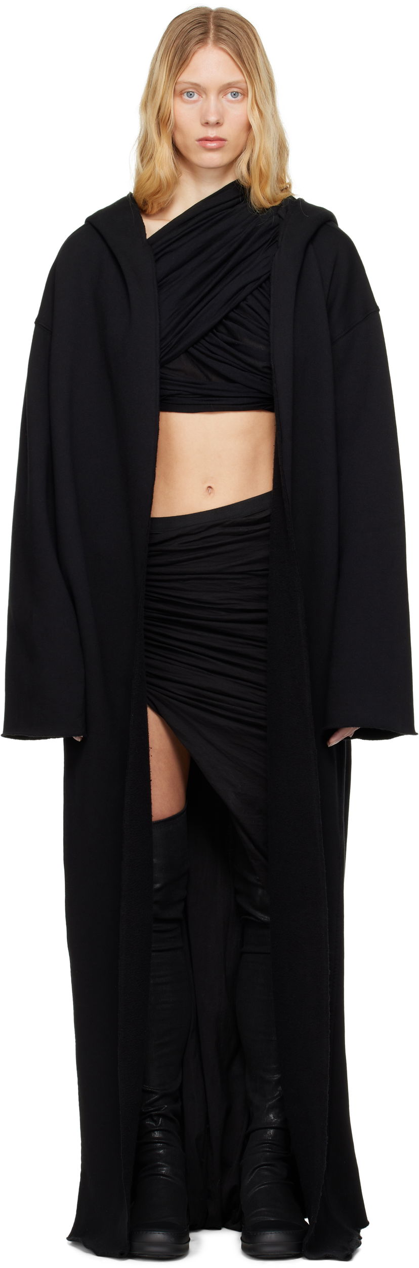 Pulover Rick Owens Rick Owens DRKSHDW Hollywood Dragging Peter Hoodie Črna | DS01E3248 F