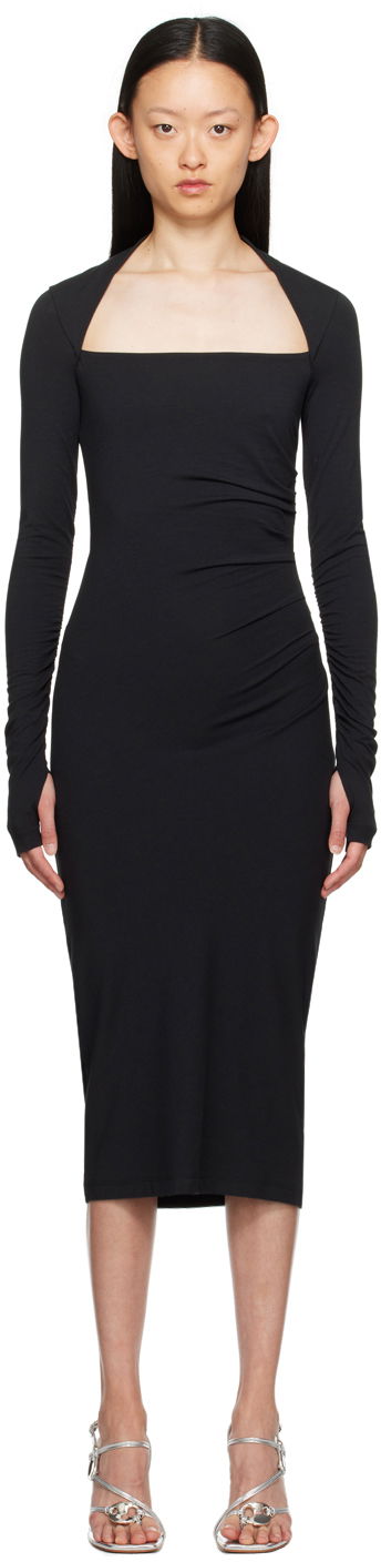 Obleke Helmut Lang Shrug Midi Dress Črna | N07HW602