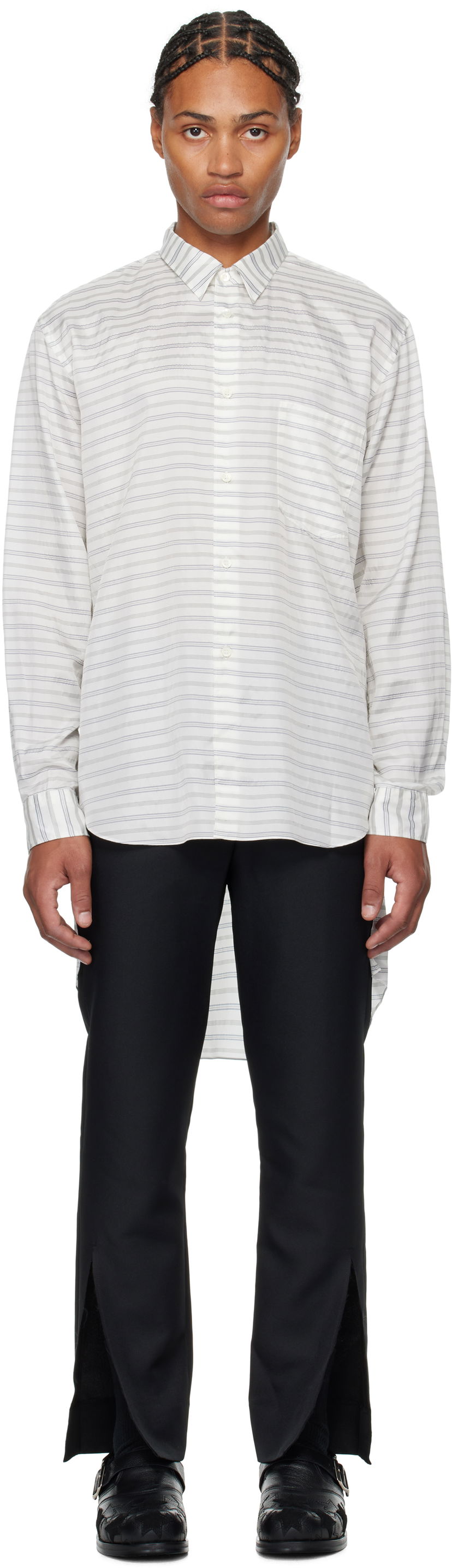 Srajce Comme des Garçons Shirt Horizontal Stripe Bela | PN-B002-051