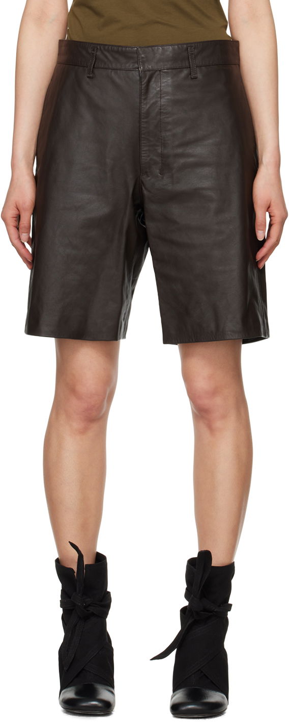 Kratke hlače LEMAIRE Lemaire Lined Leather Shorts Rjava | PA1109 LL0068