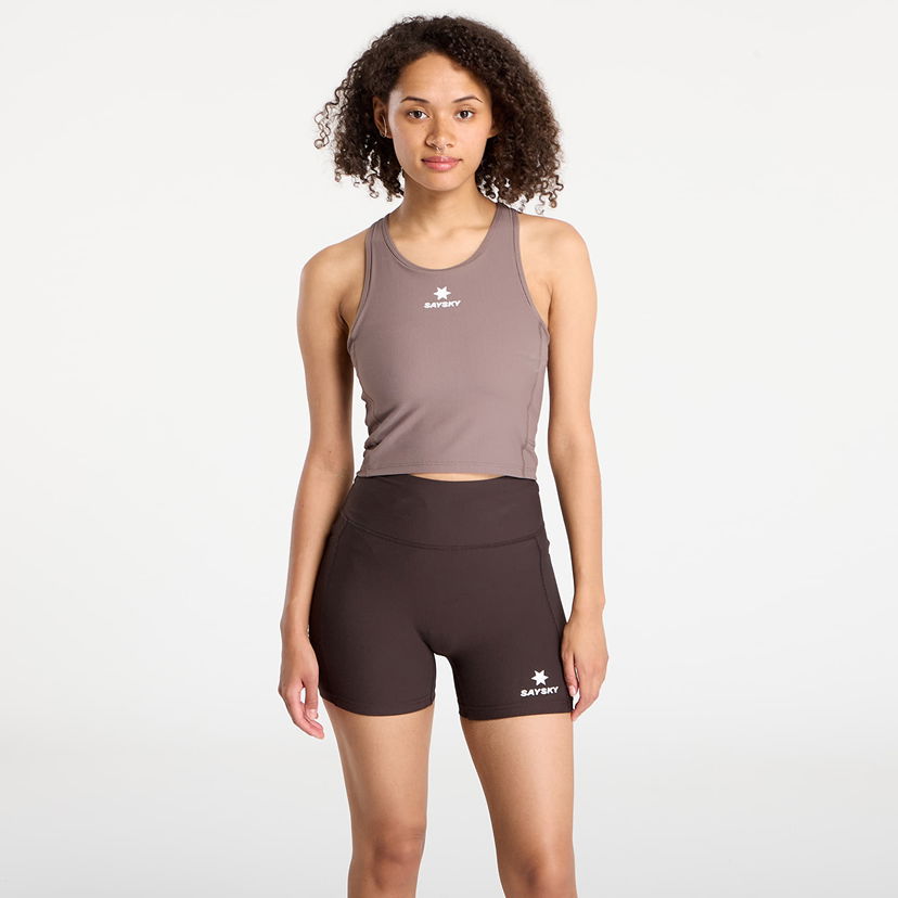 Krop-top Saysky SAYSKY Women's Combat Rib Crop Top Rjava | OWRSB32C714