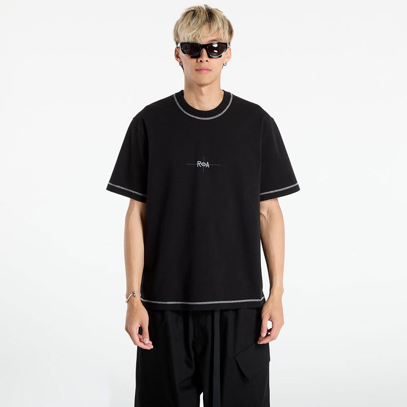 Majica ROA ROA Info Stitch Organic T-Shirt Črna | RBMW0545JY58 BLK0001
