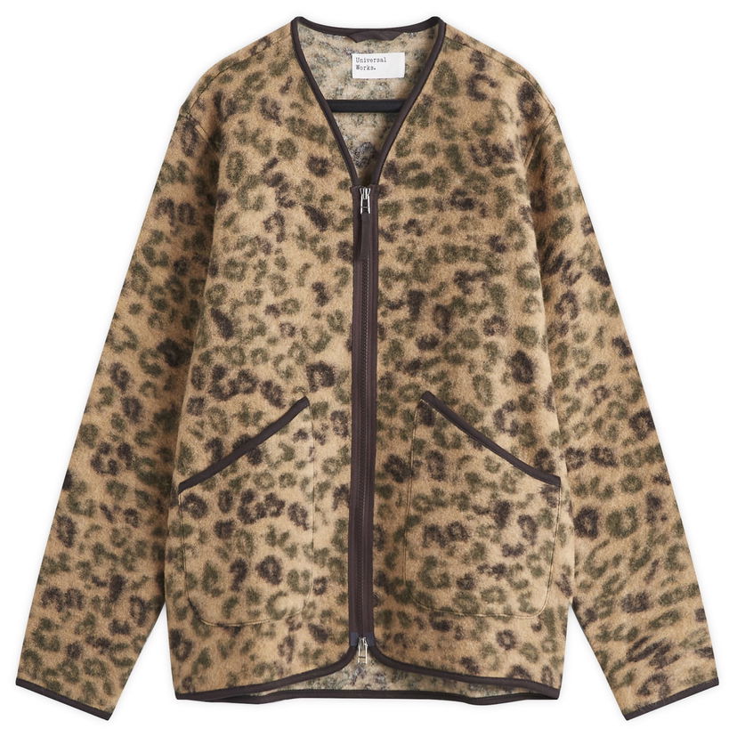 Pleteni pulover Universal Works Universal Works Leopard Wool Fleece Liner Jacket, Size Large Rjava | P31200-CMO