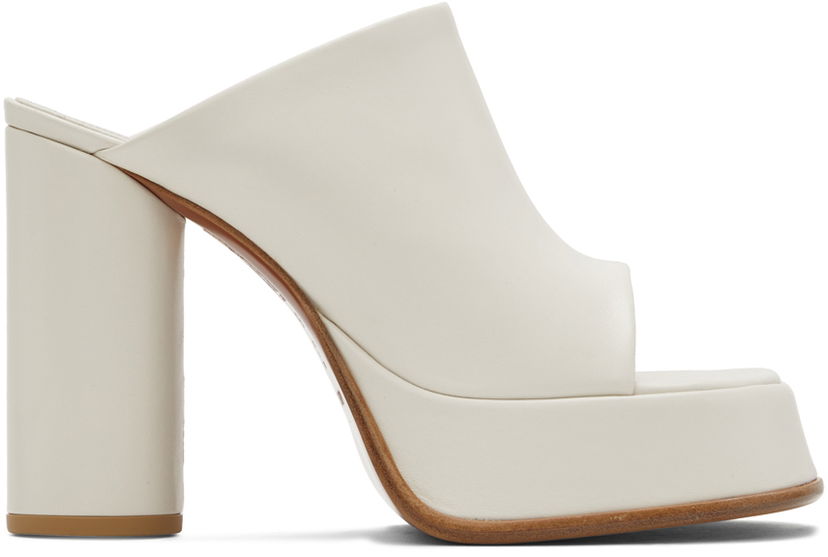 Nega čevljev Ambush AMBUSH Platform Mules Bela | BWIJ003S22LEA0010100