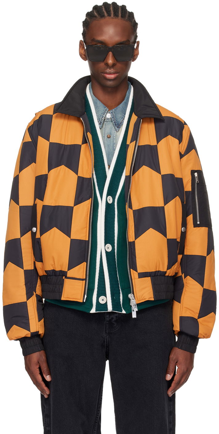 Bomber jakna Rhude Checkered Print Bomber Jacket Oranžna | RHPS24JA02196502