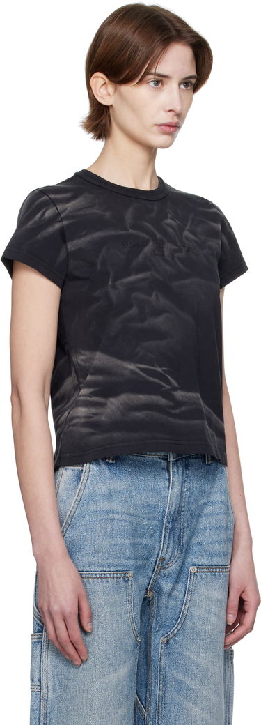 Majica Alexander Wang Alexander Wang Distressed Logo Shrunken T-Shirt Črna | 1CC1251990, 1