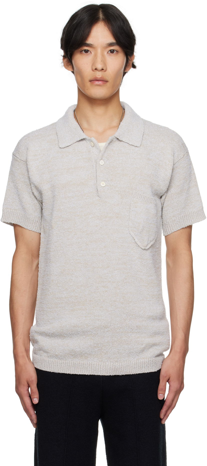 Polo majica Maison Margiela Maison Margiela Patch Pocket Knit Polo Bež | S50GL0062 M13152