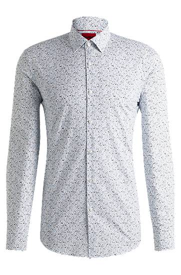 Srajce BOSS Slim-Fit Printed Cotton Poplin Shirt Bela | 50539807